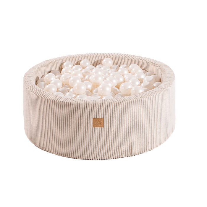 MeowBaby® Suchý bazének 90 × 30 cm Aesthetic s 200 míčky – Ecru (perleťové míčky)