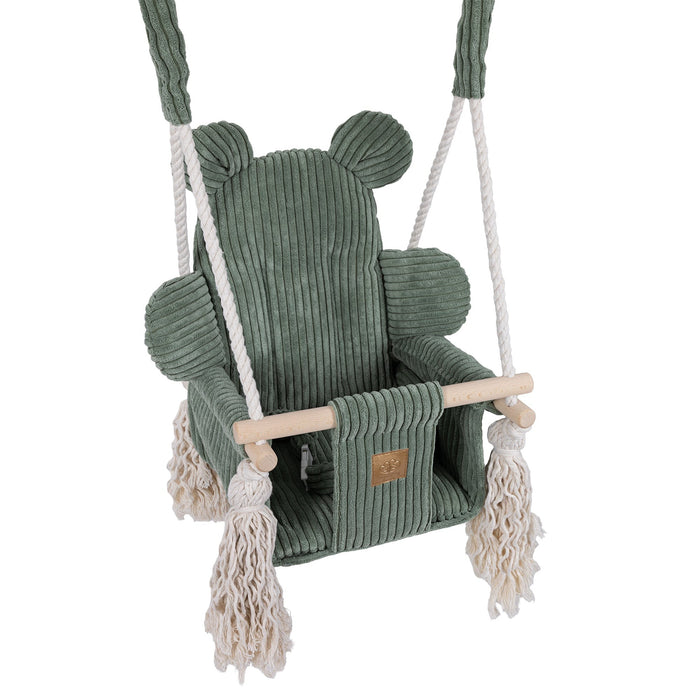 MeowBaby® Dětská houpačka Teddy Aesthetic – Olivově zelená