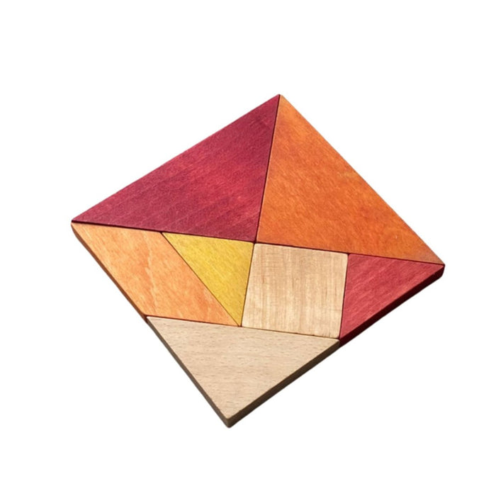 Dřevěný tangram Wooden Story – teplé barvy