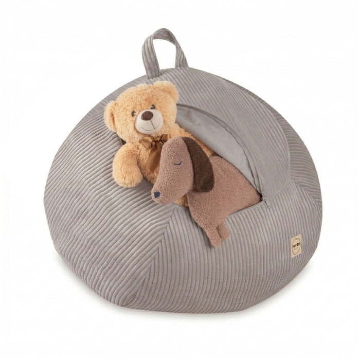 Vak na plyšáky a dětský puf 2v1 Plush Nest, manšestr – Béžová