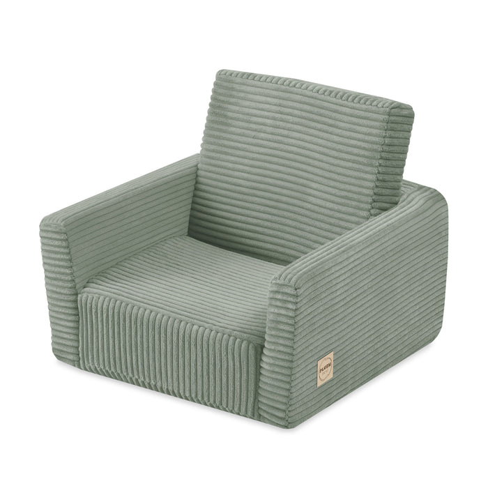 Rozkládací dětské křesílko 2v1 Plush Nest CUBIE Mini, manšestr – Zelená