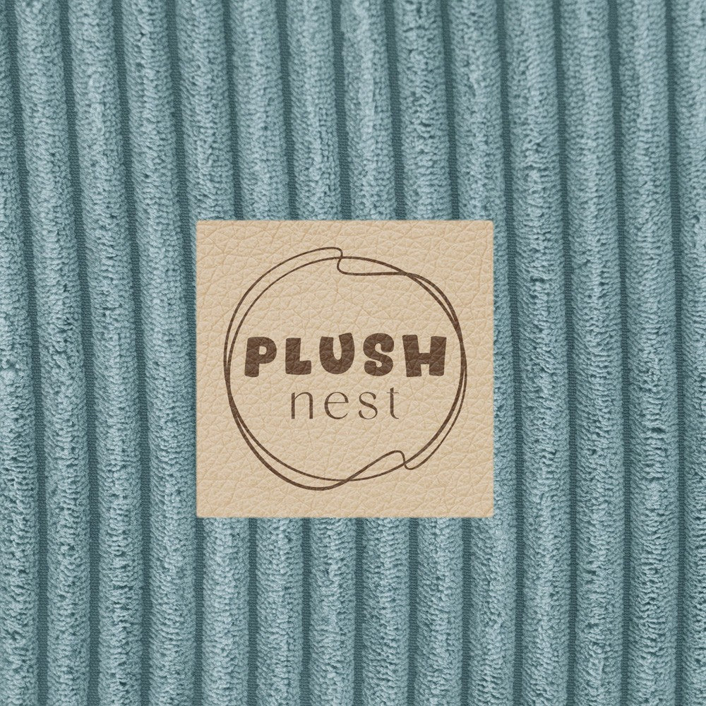 Suchý bazének s míčky Plush Nest, modrý manšestr 90 × 30 cm, perleťové, perleťově mátové a stříbrné míčky – fotografie 8