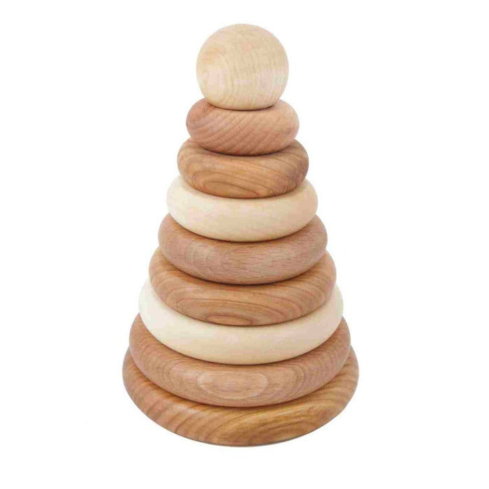 Dřevěná skládací pyramida Wooden Story – kruhová, přírodní