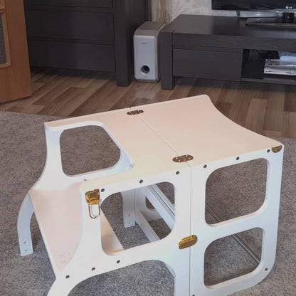 STEP’n’SIT® Montessori učící věž a stolek 2v1 - Bílý