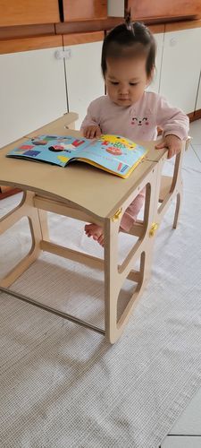 STEP’n’SIT® Montessori učící věž a stolek 2v1 - Přírodní Dřevo