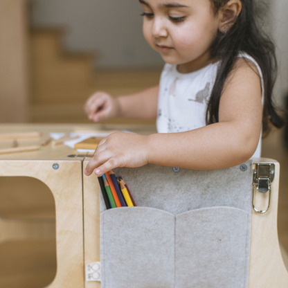 STEP’n’SIT® Montessori učící věž a stolek 2v1 - Přírodní Dřevo