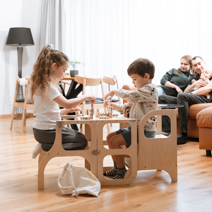 MIIMO® Montessori stolička – nastavitelný schůdek pro děti i dospělé - Přírodní Dřevo