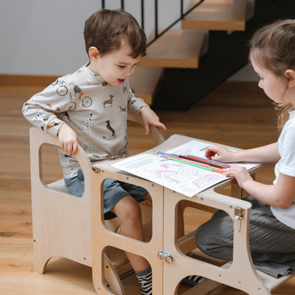 MIIMO® Montessori stolička – nastavitelný schůdek pro děti i dospělé - Přírodní Dřevo
