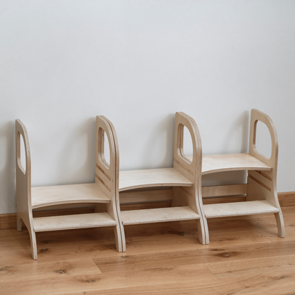 MIIMO® Montessori stolička – nastavitelný schůdek pro děti i dospělé - Přírodní Dřevo
