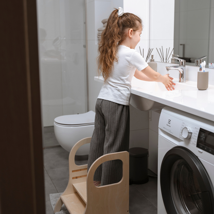 MIIMO® Montessori stolička – nastavitelný schůdek pro děti i dospělé - Přírodní Dřevo