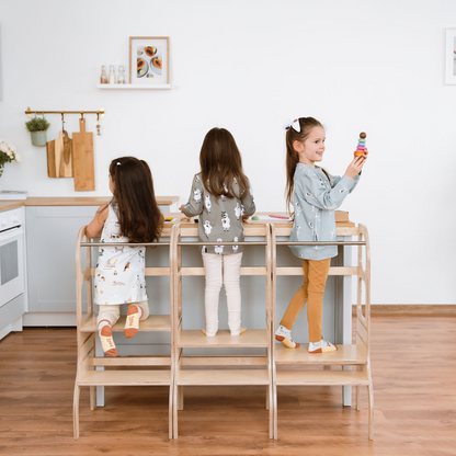STEP UP Adjustable Height Helper Tower With Support Legs - Black