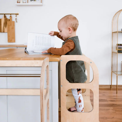 STEP UP Montessori učící věž - Přírodní Dřevo
