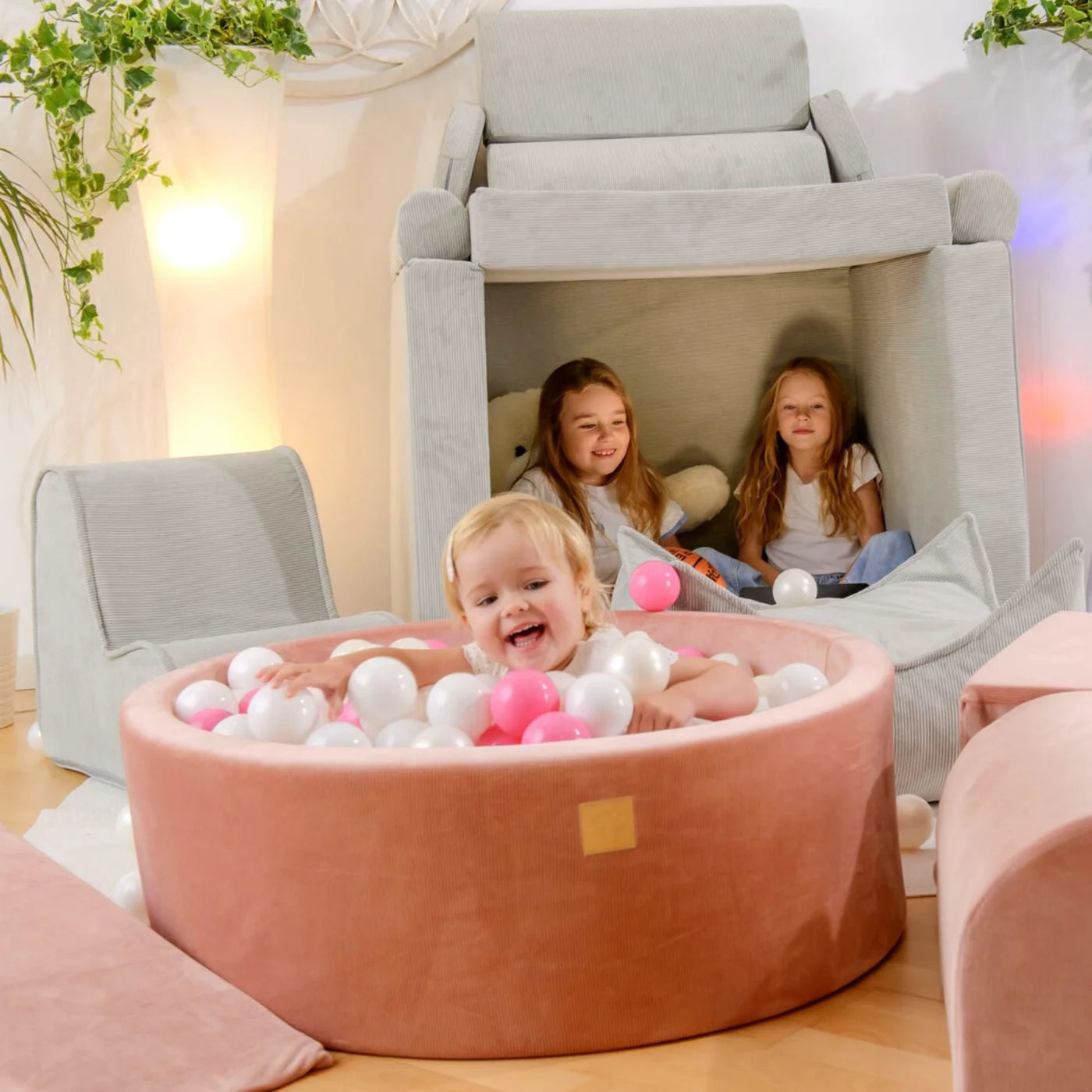 Meowbaby® Suchý Bazének s 200 průhlednými/stříbrnými míčky - 90x30cm - Modrý samet
