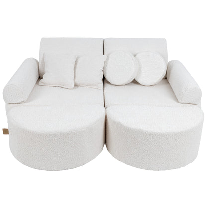 MeowBaby® Střední Modulární Pohovka pro Děti - White Boucle Plus