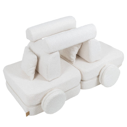MeowBaby® Střední Modulární Pohovka pro Děti - White Boucle
