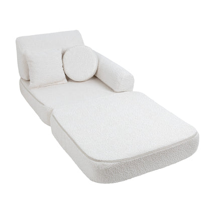 MeowBaby® Střední Modulární Pohovka pro Děti - White Boucle