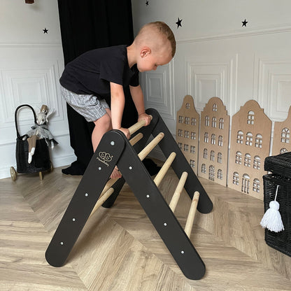 MeowBaby® Dřevěná Montessori Piklerová Prolézačka - Černá