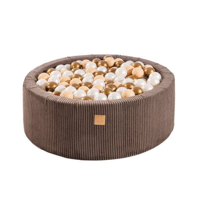 Meowbaby® Suchý Bazének s 200 bílými a měděnými míčky - 90x30cm - Aesthetic Brown