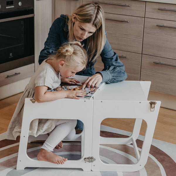 Montessori učící věž 2v1 – proměnitelná na dětský stolek