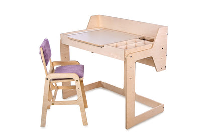 Montessori set – výškově nastavitelný stůl a židle Luula – Cannon Pink