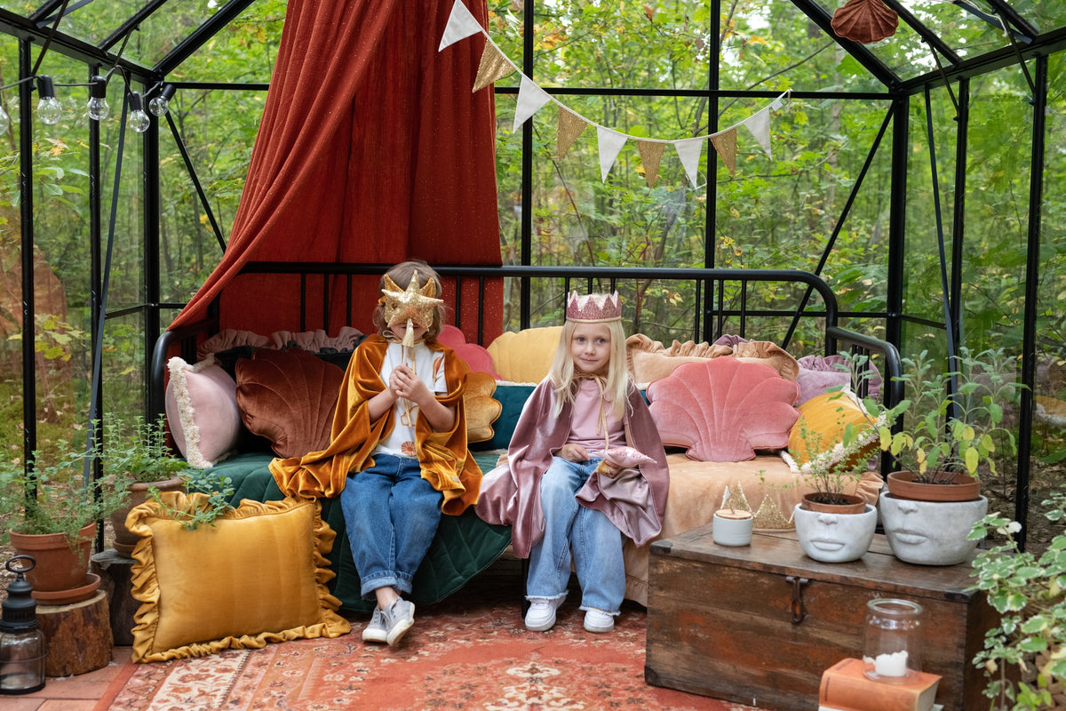 Kočičí maska pro děti moi mili ze sametu se zlatými flitry, kolekce Magic Stories – fotografie 6
