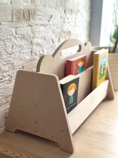 Montessori oboustranná dřevěná knihovnička pro děti