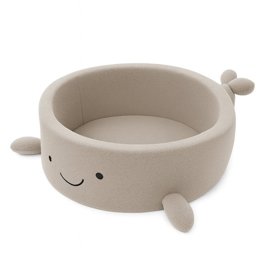 Foam Baby Ball Pit Without Balls - Whale Oat Biscuit Beige Boucle