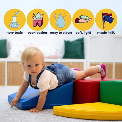 IGLU Soft Play Explorer - 6dílná pěnová hrací sestava pro děti - Světlý Pastel