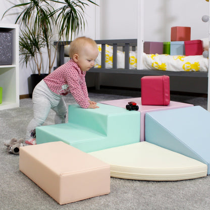 IGLU Soft Play Corner Climber - 5dílná pěnová hrací sestava pro děti - Světlý Pastel