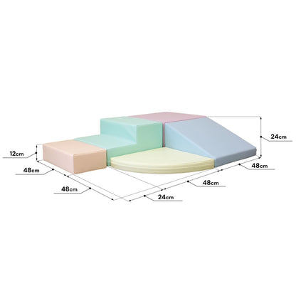 IGLU Soft Play Corner Climber - 5dílná pěnová hrací sestava pro děti - Světlý Pastel