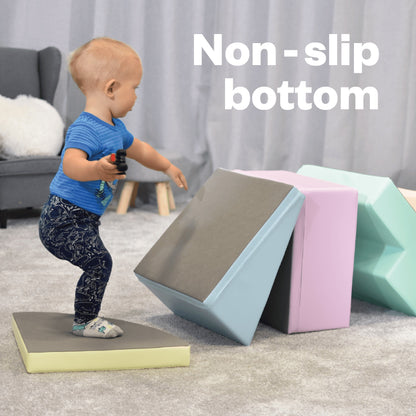 IGLU Soft Play Corner Climber - 5dílná pěnová hrací sestava pro děti - Světlý Pastel