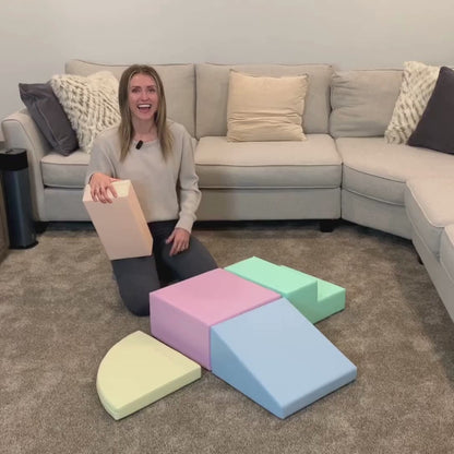 IGLU Soft Play Corner Climber - 5dílná pěnová hrací sestava pro děti - Světlý Pastel
