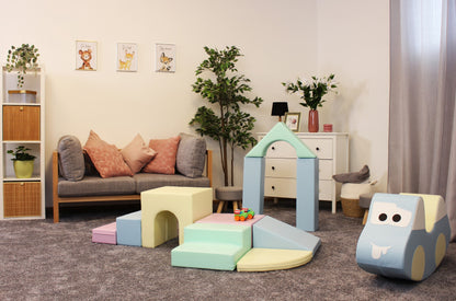 IGLU Soft Play Adventurer - 10dílná pěnová hrací sestava pro děti - Světlý Pastel