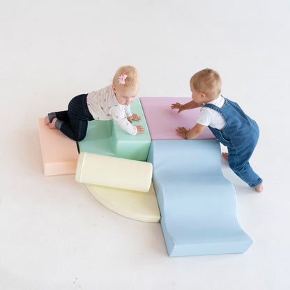 IGLU Soft Play Explorer - 6dílná pěnová hrací sestava pro děti - Světlý Pastel