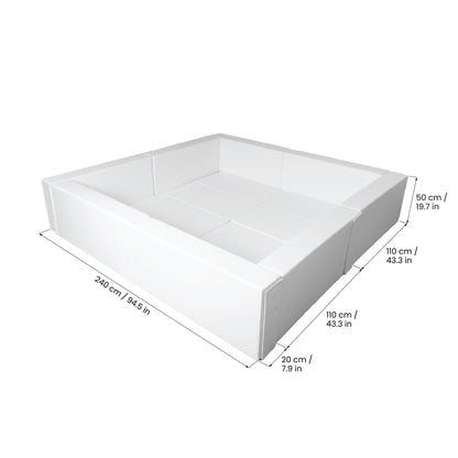 Large Square Ball Pit – White, 240 cm