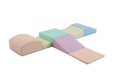Soft Play Little Crawler Block Set - 7dílná sada - Světlý Pastel