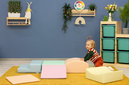 Soft Play Little Crawler Block Set - 7dílná sada - Světlý Pastel