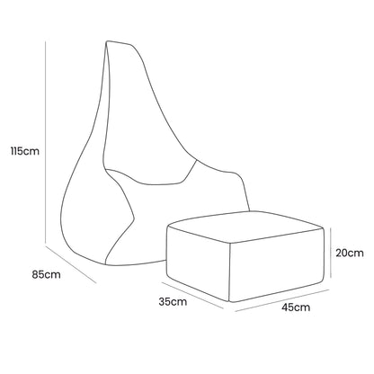 Tearo: Bean Bag + Footrest for Little Loungers - Beige