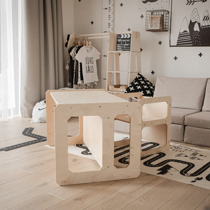 Montessori dětský stoleček a židlička – samostatné stolování, hra a učení (sada s jednou židličkou)
