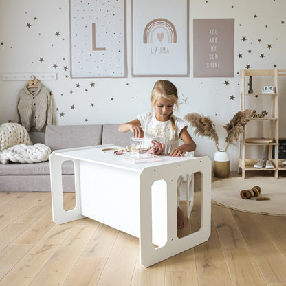 Montessori dětský stoleček a židlička – samostatné stolování, hra a učení (sada s jednou židličkou)
