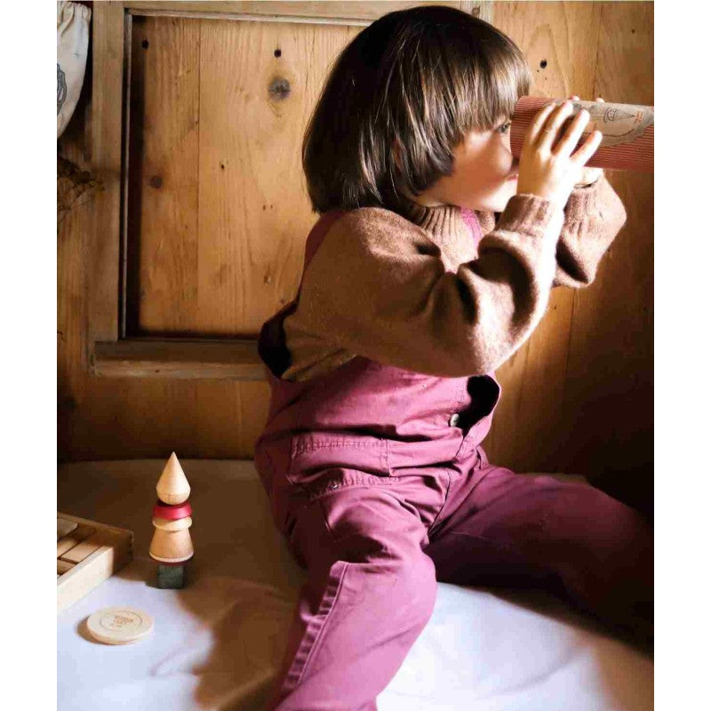Skládací figurka LALA Wooden Story v modré variantě, dřevěné kostky na tyčce – pohled 7