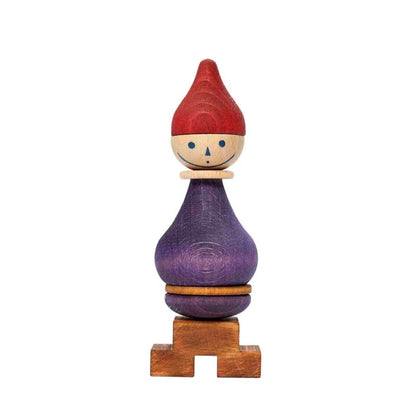 Skládací figurka LALA Wooden Story ve fialové variantě, dřevěné kostky na tyčce