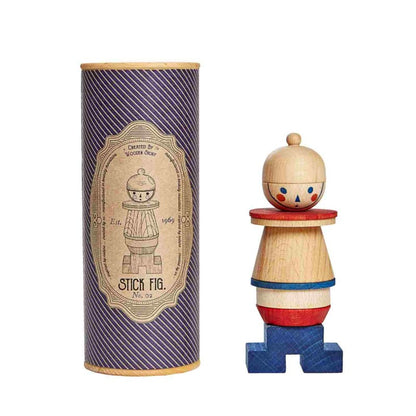 Skládací figurka LALA Wooden Story v modré variantě, dřevěné kostky na tyčce – pohled 2