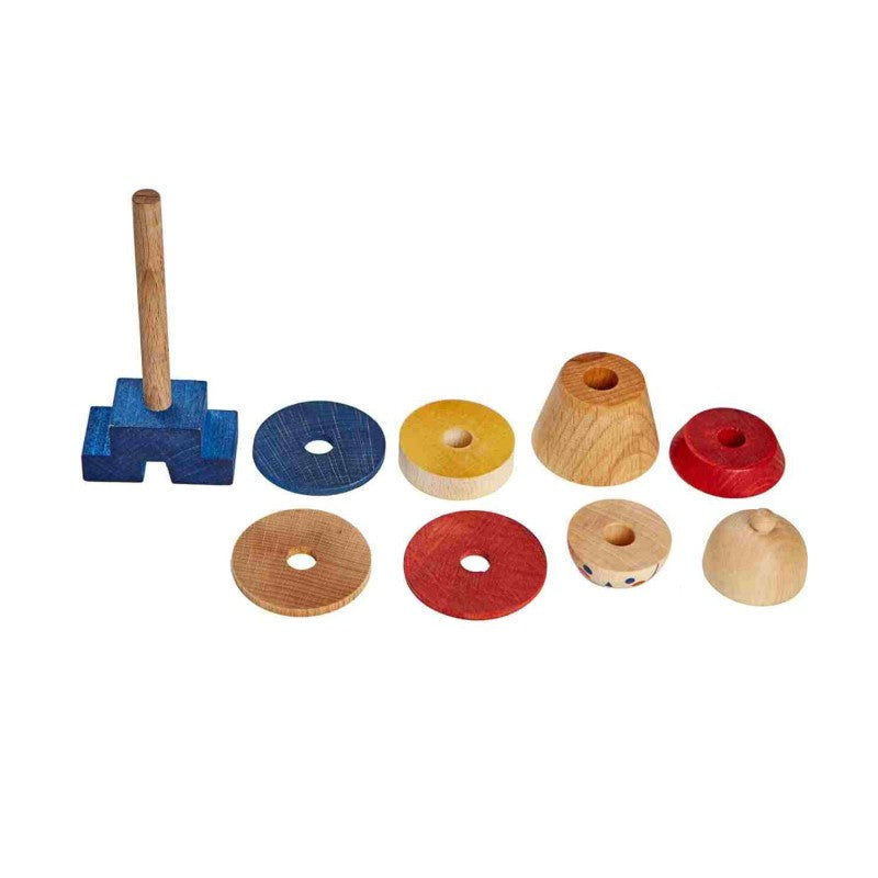Skládací figurka LALA Wooden Story v modré variantě, dřevěné kostky na tyčce – pohled 3