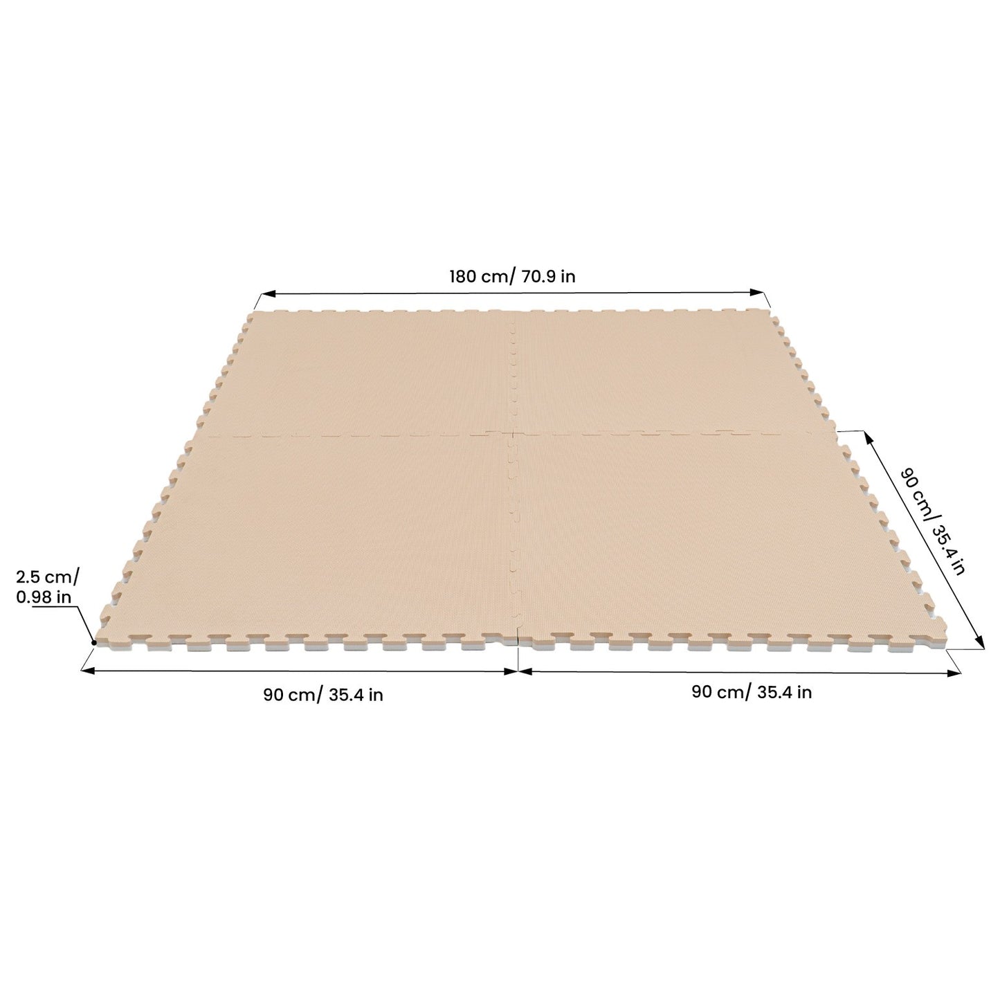Large Foam Puzzle Mats - Beige / White