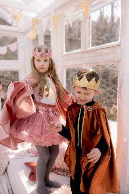 Zrzavá dětská pelerína s kapucí moi mili na Halloween, lesklý velur, otvory na ruce – fotografie 11