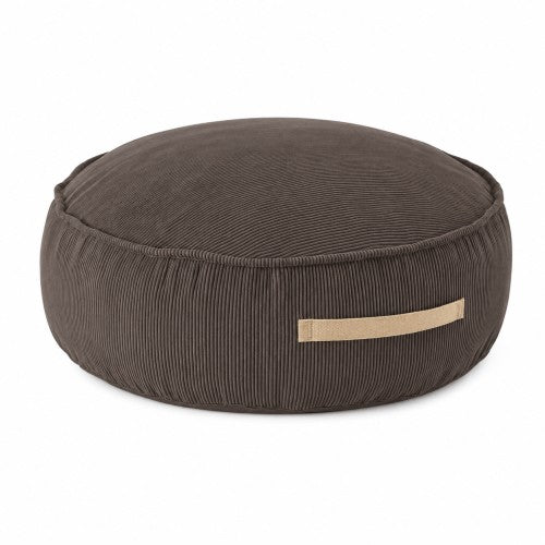 MeowBaby® Dětský puf kulatý Slimcord – Šedobéžová