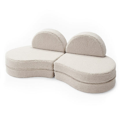 MeowBaby® Modular Sofa Coccolo for Kids – 6 Piece, Bearly Light Gray
