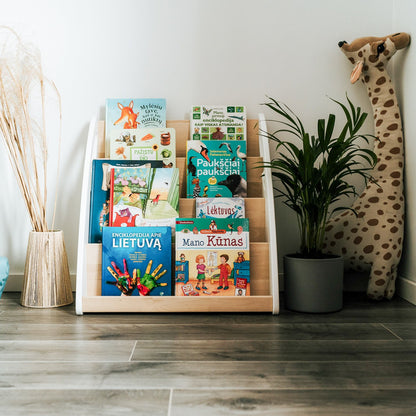 Modulární Montessori knihovna s úložným prostorem – 4 police