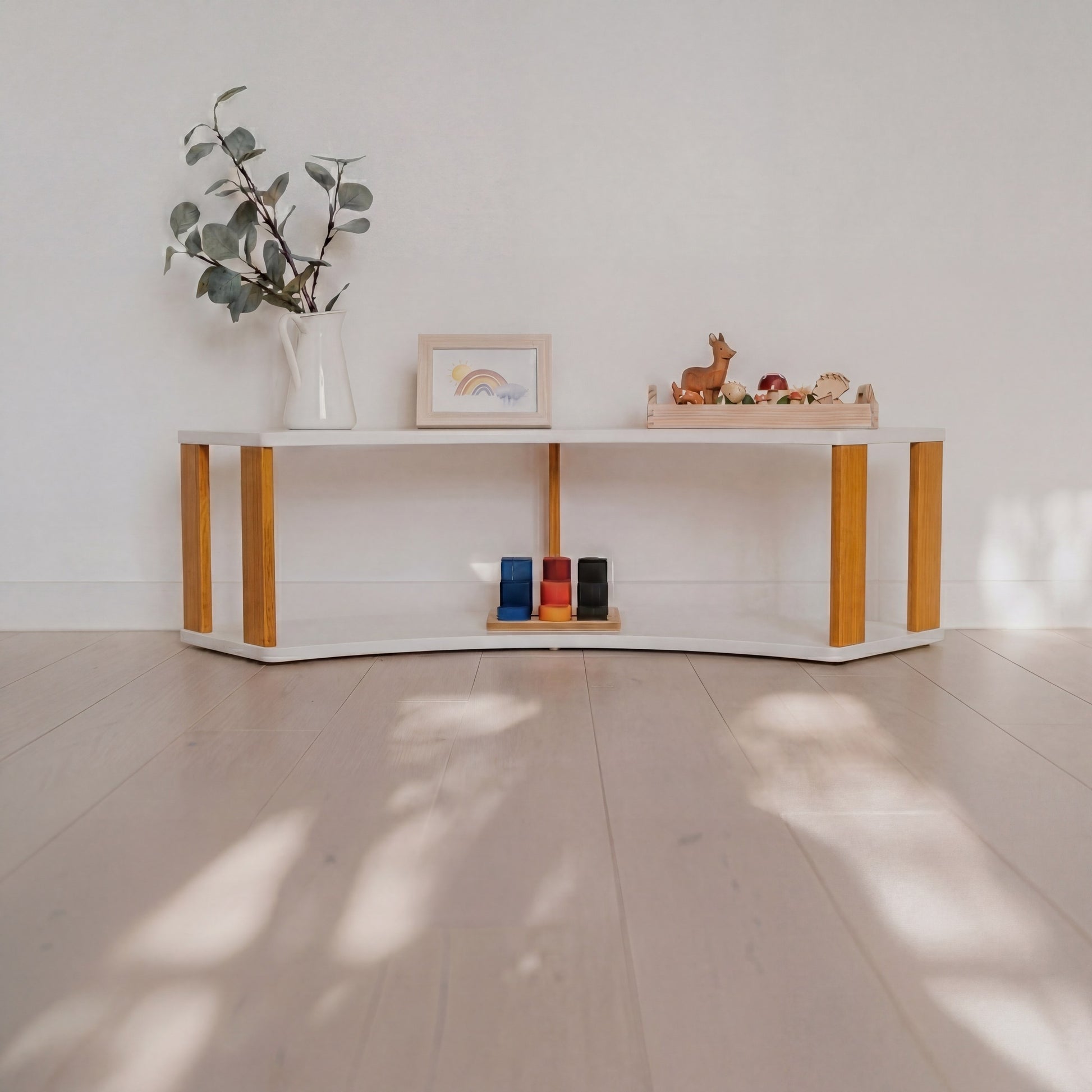 Modular Montessori Shelf Arch - 2 Shelves - White/brownish oil